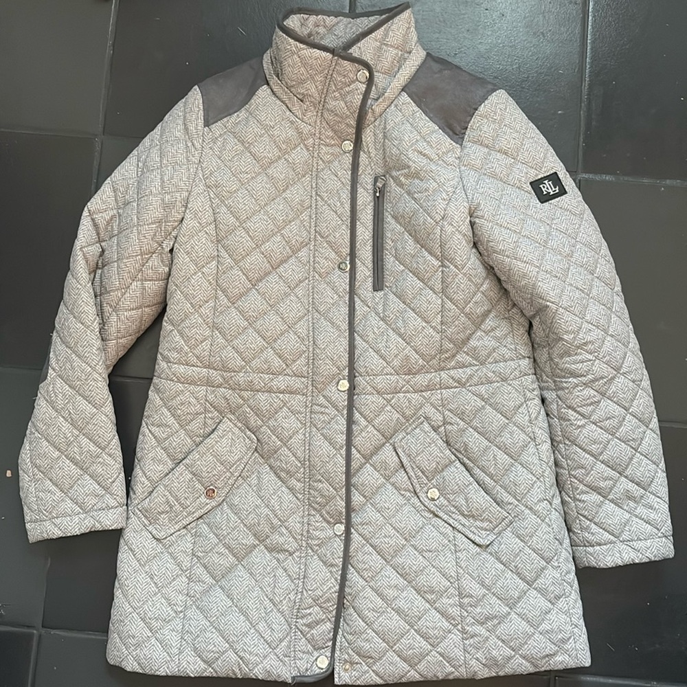 Ralph Lauren light weight quilted Puffer Jacket Women's Grey color.